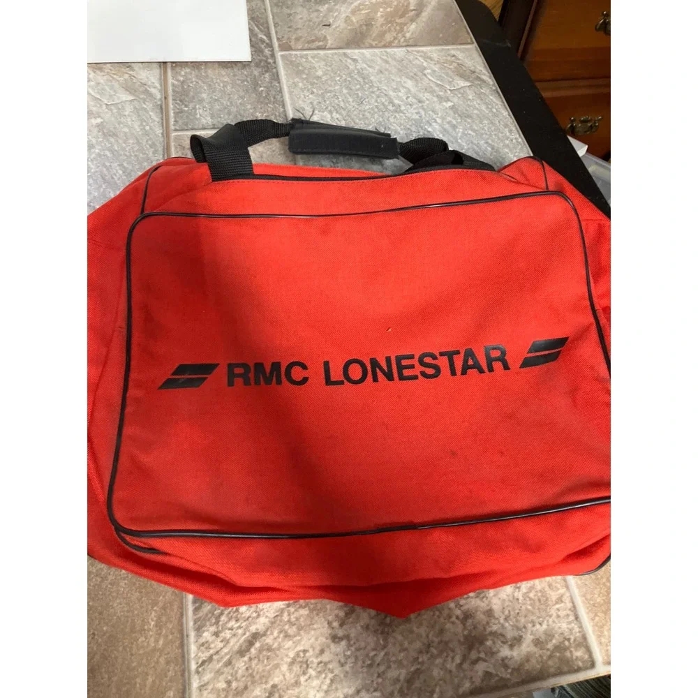 RMC Lonestar Red Canvas Duffel Bag Set of 2 Travel Gym Tote Black Handles